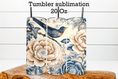 Flower bird tumbler wrap | Flower tumbler sublimation Sublimation Svetana Studio 