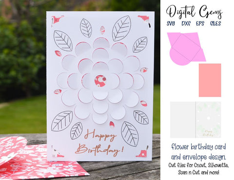 Flower birthday card design SVG Digital Gems 
