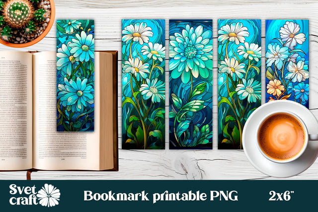 Flower bookmark printable | Bookmark PNG bundle SVG Svetana Studio 