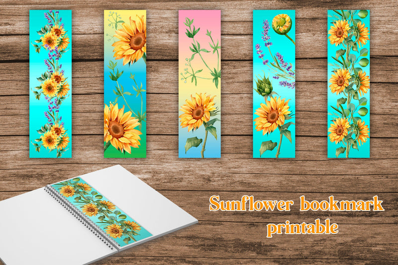 Flower bookmark printable | Sunflower printable Sublimation Svetana Studio 