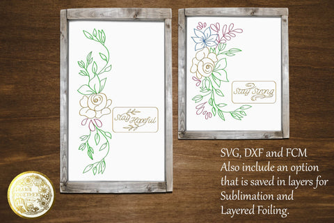 Flower Border Cards - Single line | Foil Quill | Digi Stamps Sketch DESIGN DrawnTogether with love 