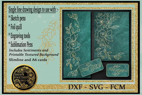Flower Border Cards - Single line Sketch | Foil Quill SVG DrawnTogether with love 