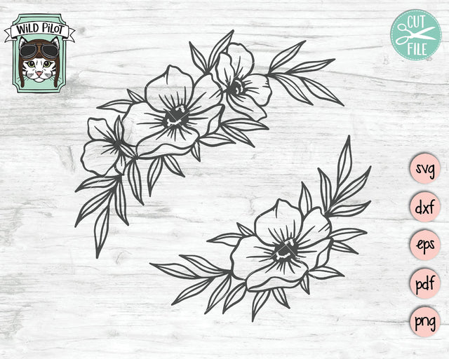 Flower Border SVG Cut File SVG Wild Pilot 