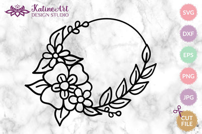 Flower border svg, floral wreath svg, flower wreath svg, floral frame svg, floral wreath png, flower frame svg, circle wreath svg, circle frame svg, circle monogram svg, monogram frame svg, floral monogram svg SVG KatineDesign 