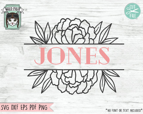 Flower Border SVG, Flower svg, Flower Monogram, Split Monogram SVG, Floral Monogram SVG, Floral Border SVG File, Floral Wedding Monogram Cut file SVG Wild Pilot 