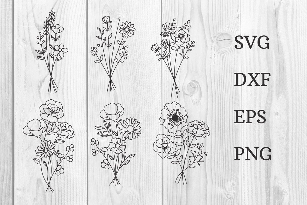 Flower Bouquet hand drawn svg floral - So Fontsy