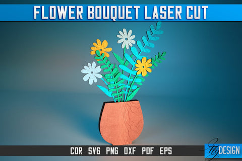 Flower Bouquet Laser Cut SVG | Flower Bouquet SVG Design | CNC Files SVG Fly Design 