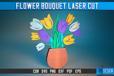 Flower Bouquet Laser Cut SVG | Flower Bouquet SVG Design | CNC Files SVG Fly Design 