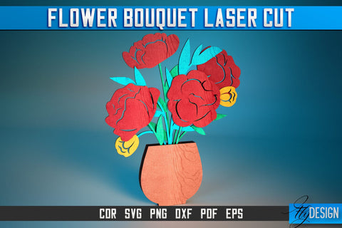 Flower Bouquet Laser Cut SVG | Flower Bouquet SVG Design | CNC Files SVG Fly Design 