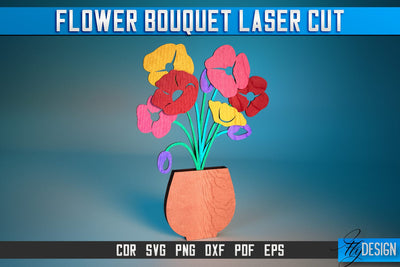 Flower Bouquet Laser Cut SVG | Flower Bouquet SVG Design | CNC Files SVG Fly Design 
