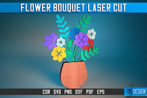 Flower Bouquet Laser Cut SVG | Flower Bouquet SVG Design | CNC Files SVG Fly Design 