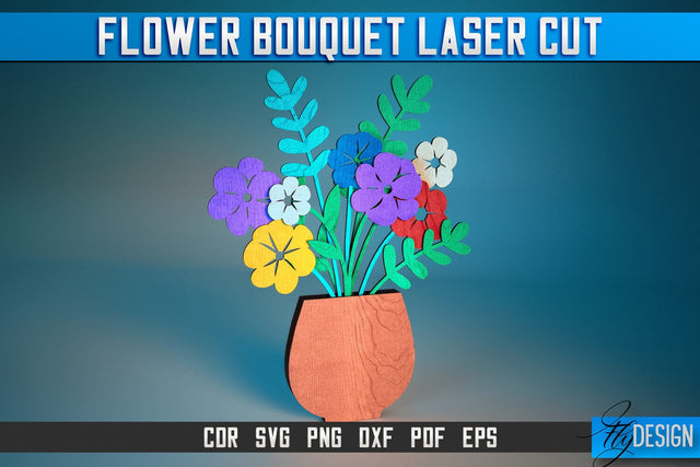 Flower Bouquet Laser Cut SVG | Flower Bouquet SVG Design | CNC Files SVG Fly Design 