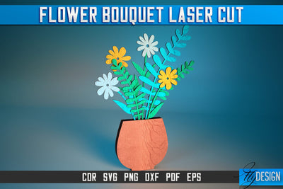 Flower Bouquet Laser Cut SVG | Flower Bouquet SVG Design | CNC Files SVG Fly Design 