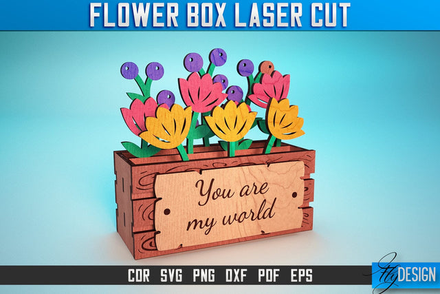 Flower Box Laser Cut SVG | Flower Box SVG Design | CNC Files SVG Fly Design 