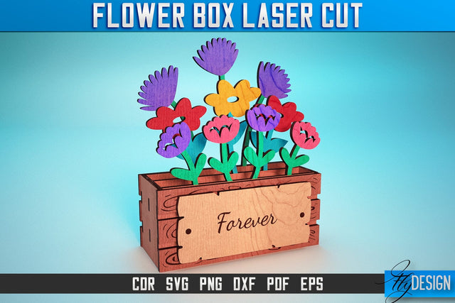 Flower Box Laser Cut SVG | Flower Box SVG Design | CNC Files SVG Fly Design 