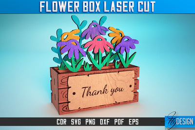 Flower Box Laser Cut SVG | Flower Box SVG Design | CNC Files SVG Fly Design 