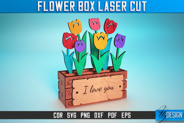 Flower Box Laser Cut SVG | Flower Box SVG Design | CNC Files SVG Fly Design 