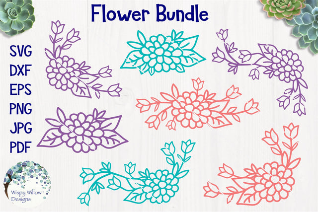 Flower Bundle SVG Wispy Willow Designs
