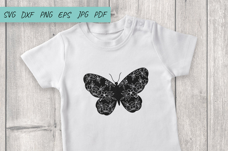 Flower Butterfly SVG, Floral Butterfly SVG, Flower SVG - So Fontsy