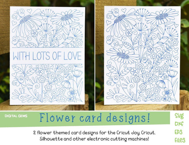 Flower card, single line designs SVG Digital Gems 