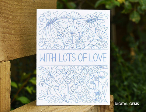 Flower card, single line designs SVG Digital Gems 