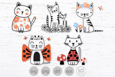Flower Cats Svg Bundle, Floral Cats Mini Bundle Svg SVG Lynda M Metcalf 