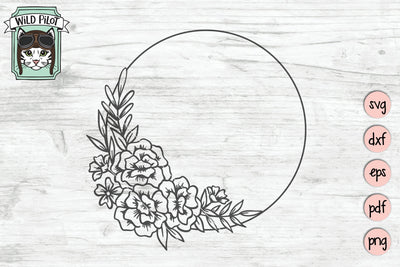 Flower Circle Frame SVG Cut File SVG Wild Pilot 