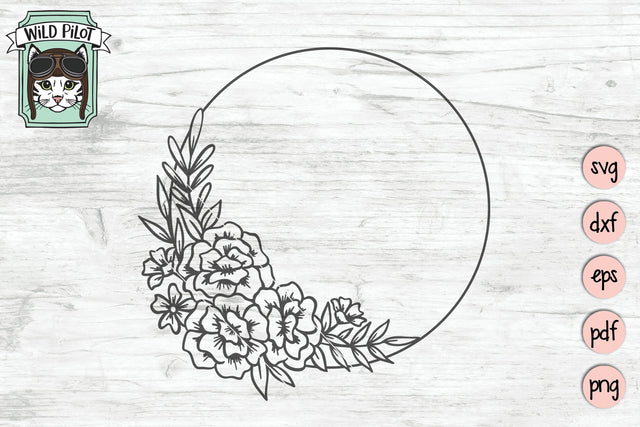 Flower Circle Frame SVG Cut File SVG Wild Pilot 