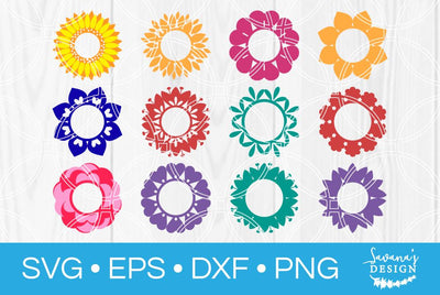 Flower Circle Monogram Bundle SVG SavanasDesign 