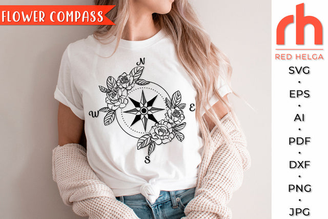 Flower Compass SVG - Floral Design Cut File SVG RedHelgaArt 