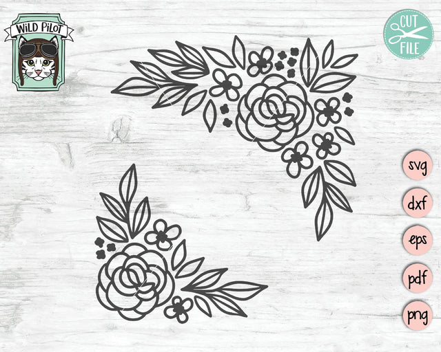 Flower Corner Border SVG Cut File SVG Wild Pilot 