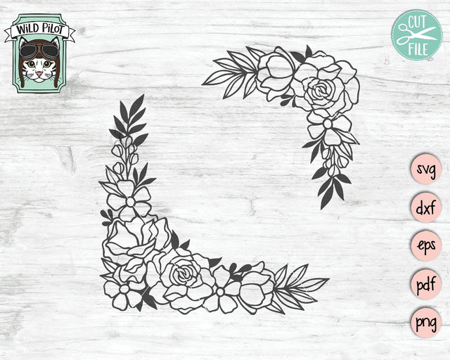 Flower Corners SVG Cut File SVG Wild Pilot 