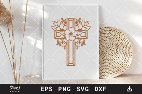 Flower Cross SVG, Religious SVG, Cross SVG, DXF, PNG, Cut files SVG ClipartMuchLove 