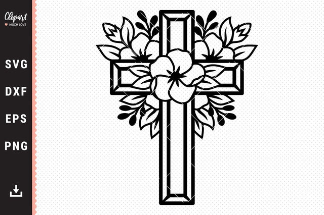 Flower Cross SVG, Religious SVG, Cross SVG, DXF, PNG, Cut files SVG ClipartMuchLove 
