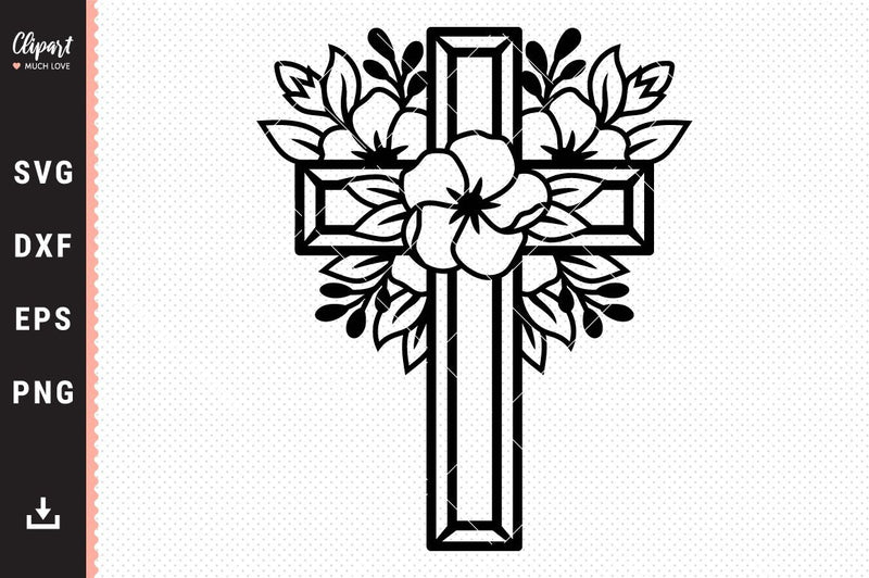 Flower Cross SVG, Religious SVG, Cross SVG, DXF, PNG, Cut files SVG ClipartMuchLove 