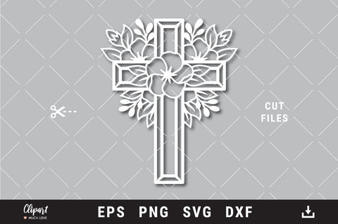 Flower Cross SVG, Religious SVG, Cross SVG, DXF, PNG, Cut files SVG ClipartMuchLove 