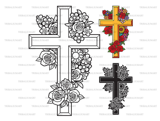 Flower cross SVG TribaliumArtSF 