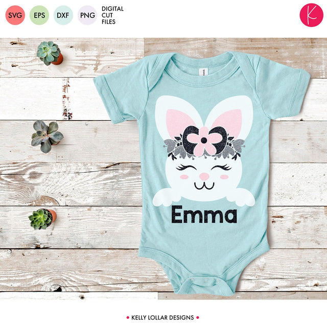 Flower Crown Easter Bunny SVG Kelly Lollar Designs 