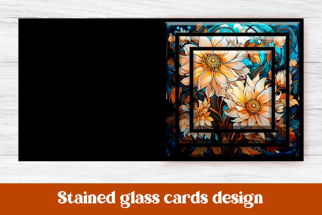 Flower daisy stained glass cards | Stained glass for cricut SVG Svetana Studio 