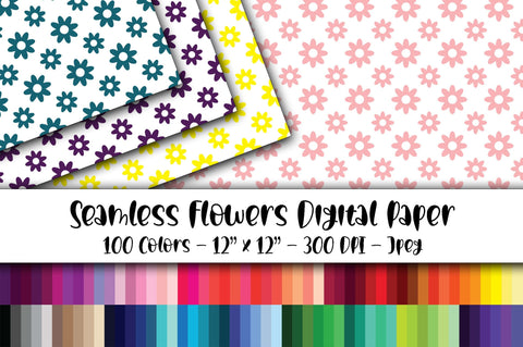 Flower Digital Paper - 100 Seamless Digital Files Digital Pattern Old Market 