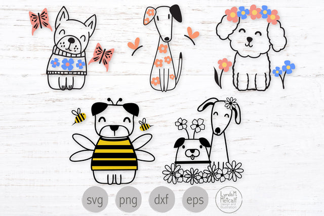 Flower Dogs Svg Bundle, Spring and Summer Dogs Svg Bundle SVG Lynda M Metcalf 