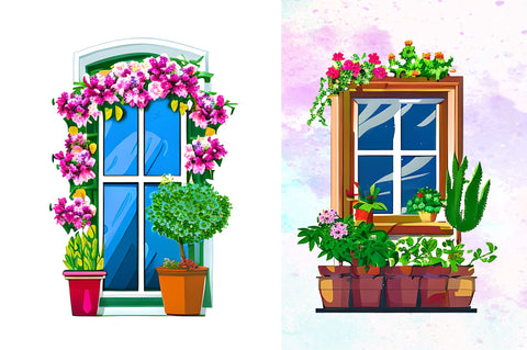 Flower Doors Watercolor Clipart Bundle Sublimation Regulrcrative 