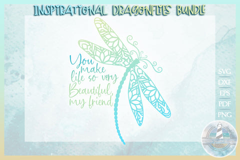 Flower Dragonfly Mandala SVG | Inspirational Quote Bundle SVG Harbor Grace Designs 