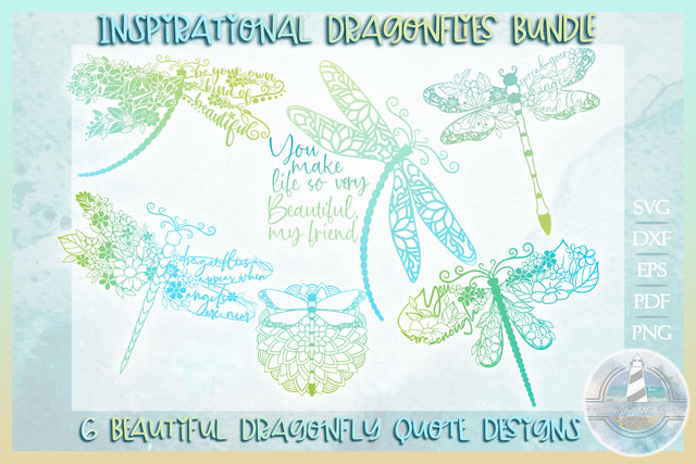Flower Dragonfly Mandala SVG | Inspirational Quote Bundle SVG Harbor Grace Designs 