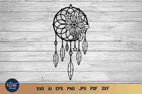 Flower Dreamer SVG, Boho Dream Catcher SVG, Summer Dreamcatcher SVG. SVG Elinorka 
