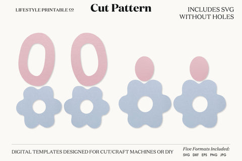 Flower Earring SVG, Faux Leather Earring Templates, Cricut cut file SVG Lifestyle Craft Co 