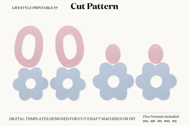Flower Earring SVG, Faux Leather Earring Templates, Cricut cut file SVG Lifestyle Craft Co 