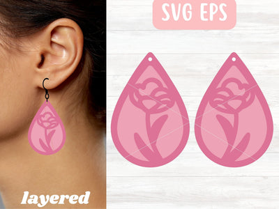Flower Earring SVG Template for Cricut or Glowforge SVG Apple Grove Designs 