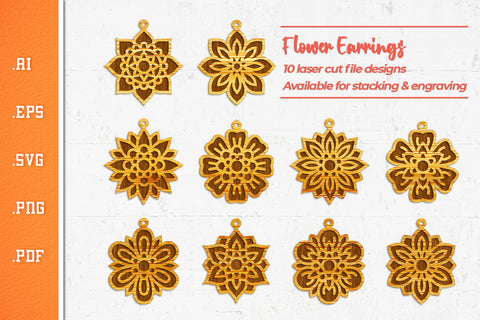 Flower Earrings - Cut Files SVG SVG Slim Studio 