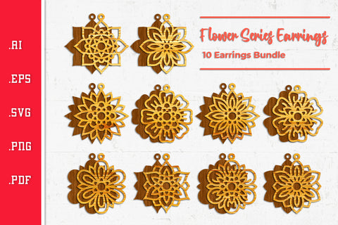 Flower Earrings - Cut Files SVG SVG Slim Studio 